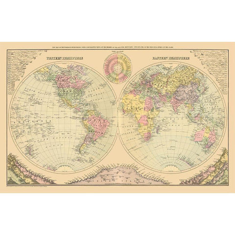 Western Eastern Hemisphere - 1829 White Modern Wood Framed Art Print by Unknown