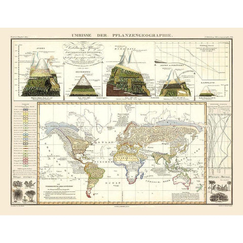 World Plant Geography - Perthes 1838 Black Modern Wood Framed Art Print by Perthes