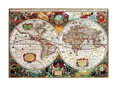 World - Hondio 1630 Black Ornate Wood Framed Art Print with Double Matting by Hondio