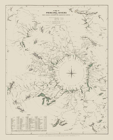 World Principal Rivers - Baldwin 1834 Black Ornate Wood Framed Art Print with Double Matting by Baldwin
