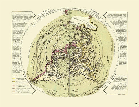 World Planisphere Physical - De Lisle 1756 Black Ornate Wood Framed Art Print with Double Matting by De L''isle