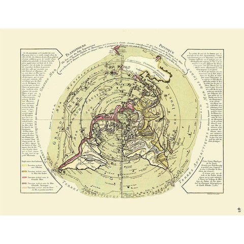 World Planisphere Physical - De Lisle 1756 White Modern Wood Framed Art Print by De L''isle