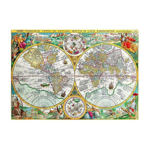 World - Plancio 1594 Gold Ornate Wood Framed Art Print with Double Matting by Plancio