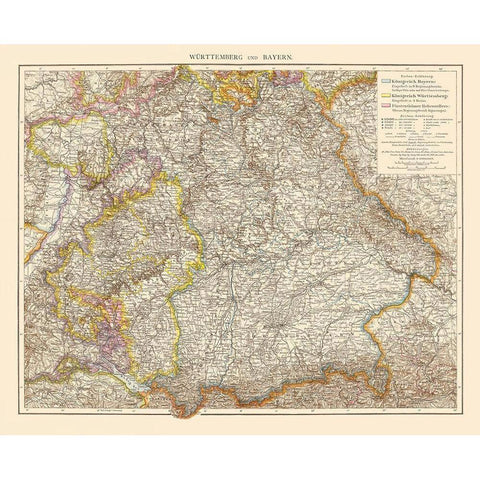 Wurtemberg Bavaria Germany - Andree 1895 White Modern Wood Framed Art Print by Andree
