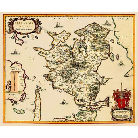 Denmark - Blaeu 1662 White Modern Wood Framed Art Print by Blaeu