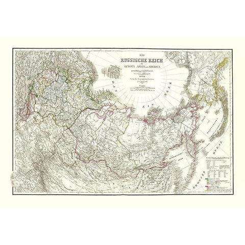 Russian Empire Europe Asia America - Weimer 1855 White Modern Wood Framed Art Print by Weimer