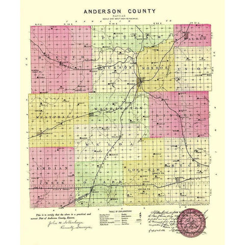 Anderson Kansas - Everts 1887 White Modern Wood Framed Art Print by Everts