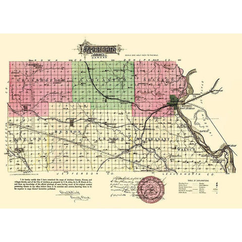 Atchison Kansas - Everts 1887 Black Modern Wood Framed Art Print with Double Matting by Everts