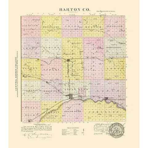 Barton Kansas - Everts 1887 Black Modern Wood Framed Art Print with Double Matting by Everts