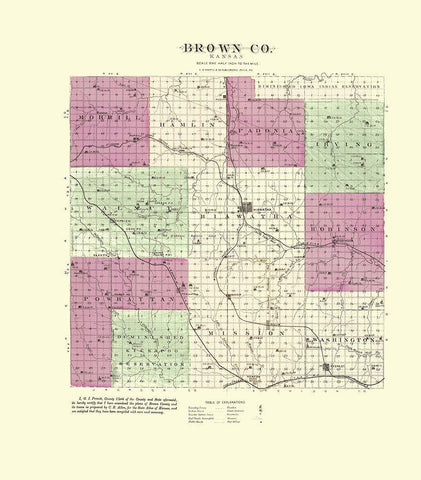 Brown Kansas - Everts 1887 White Modern Wood Framed Art Print with Double Matting by Everts