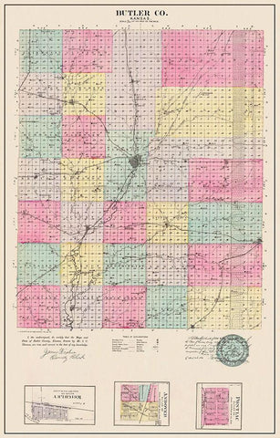 Butler Kansas - Everts 1887 White Modern Wood Framed Art Print with Double Matting by Everts