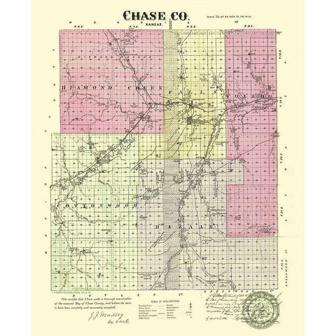 Chase Kansas - Everts 1887 Gold Ornate Wood Framed Art Print with Double Matting by Everts