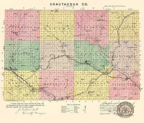 Chautauqua Kansas - Everts 1887 Black Ornate Wood Framed Art Print with Double Matting by Everts