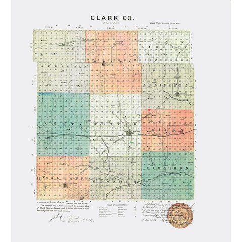 Clark Kansas - Everts 1887 Black Modern Wood Framed Art Print with Double Matting by Everts