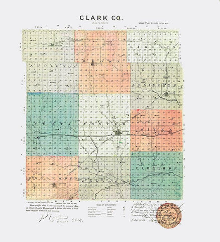 Clark Kansas - Everts 1887 White Modern Wood Framed Art Print with Double Matting by Everts