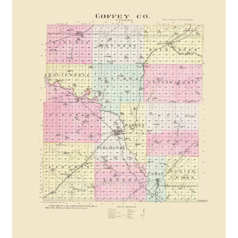 Coffey Kansas - Everts 1887 White Modern Wood Framed Art Print by Everts