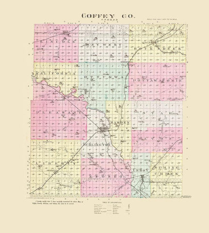 Coffey Kansas - Everts 1887 White Modern Wood Framed Art Print with Double Matting by Everts