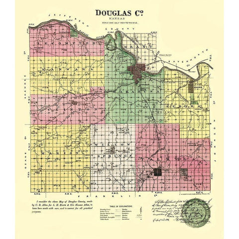 Doniphan Kansas - Everts 1887 Gold Ornate Wood Framed Art Print with Double Matting by Everts