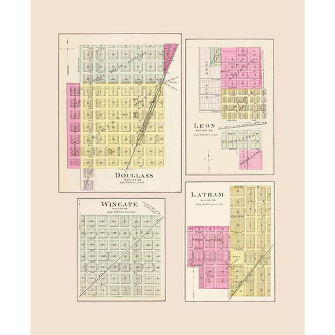 Douglass, Leon, Latham, Wingate Kansas Gold Ornate Wood Framed Art Print with Double Matting by Everts