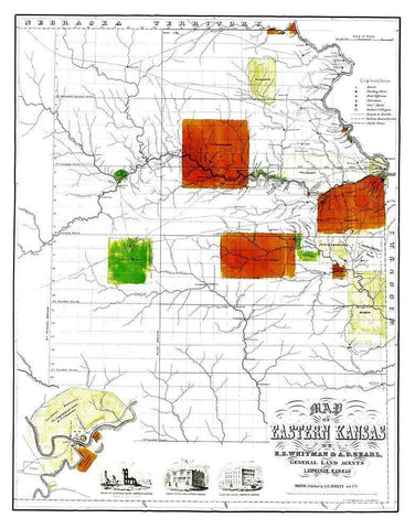 Kansas Eastern - Jewett 1856 Black Ornate Wood Framed Art Print with Double Matting by Jewett