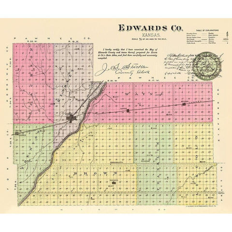 Edwards Kansas - Everts 1887 White Modern Wood Framed Art Print by Everts