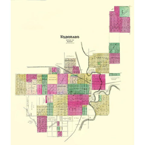 Eldorado Kansas Landowner - Everts 1887 Gold Ornate Wood Framed Art Print with Double Matting by Everts