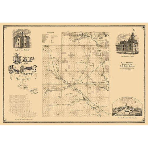Greenwood County Kansas - Hoenscheidt 1877  Black Modern Wood Framed Art Print by Hoenscheidt