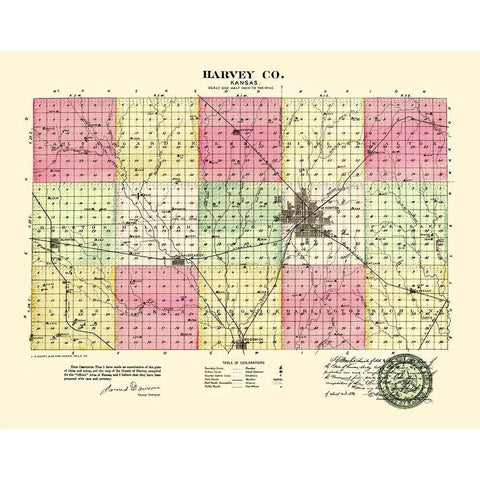 Harvey Kansas - Everts 1887 Black Modern Wood Framed Art Print with Double Matting by Everts