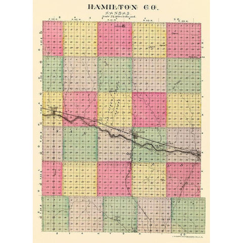 Hamilton Kansas - Everts 1887 White Modern Wood Framed Art Print by Everts