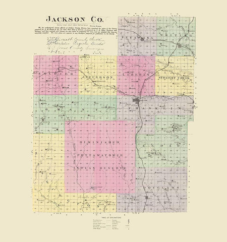 Jackson Kansas - Everts 1887 White Modern Wood Framed Art Print with Double Matting by Everts