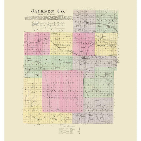 Jackson Kansas - Everts 1887 White Modern Wood Framed Art Print by Everts