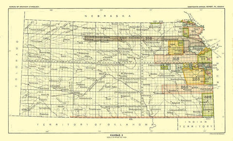 Kansas - Hoen 1896 White Modern Wood Framed Art Print with Double Matting by Hoen