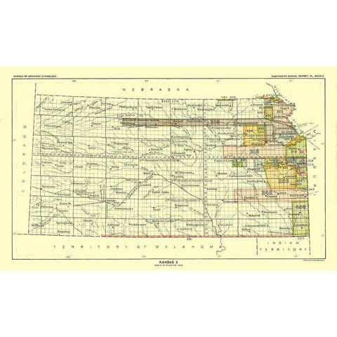 Kansas - Hoen 1896 Gold Ornate Wood Framed Art Print with Double Matting by Hoen