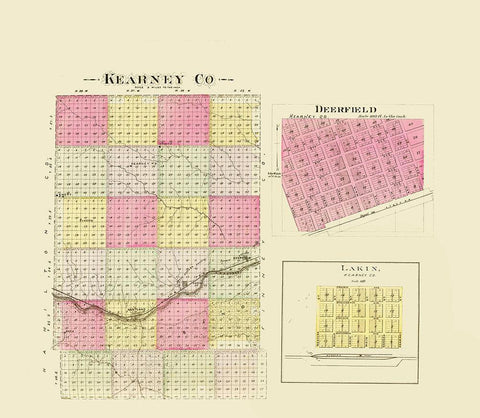 Kearney Kansas - Everts 1887 White Modern Wood Framed Art Print with Double Matting by Everts