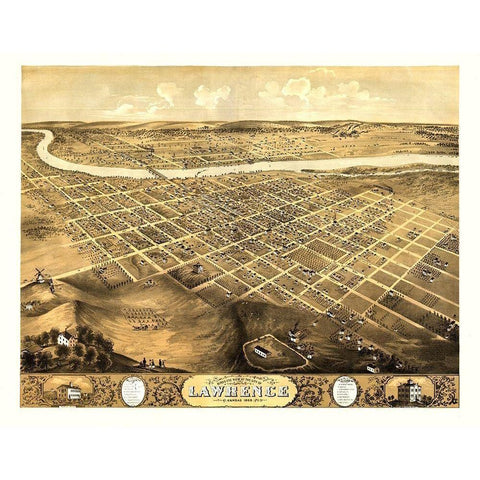 Lawrence Kansas - Ruger 1869  Black Modern Wood Framed Art Print with Double Matting by Ruger