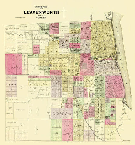 Leavenworth, North, 1 Of 3 Kansas Landowner White Modern Wood Framed Art Print with Double Matting by Everts