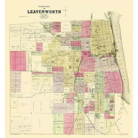 Leavenworth, North, 1 Of 3 Kansas Landowner Gold Ornate Wood Framed Art Print with Double Matting by Everts