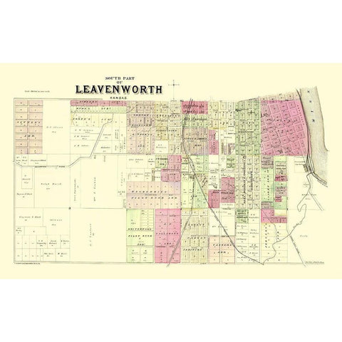 Leavenworth, South, 2 Of 3 Kansas Landowner Black Modern Wood Framed Art Print with Double Matting by Everts