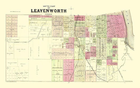 Leavenworth, South, 2 Of 3 Kansas Landowner White Modern Wood Framed Art Print with Double Matting by Everts