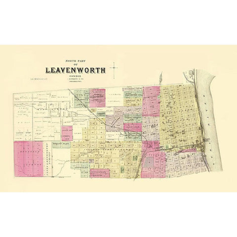 Leavenworth, North, 3 Of 3 Kansas Landowner Gold Ornate Wood Framed Art Print with Double Matting by Everts