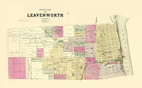 Leavenworth, North, 3 Of 3 Kansas Landowner Black Ornate Wood Framed Art Print with Double Matting by Everts