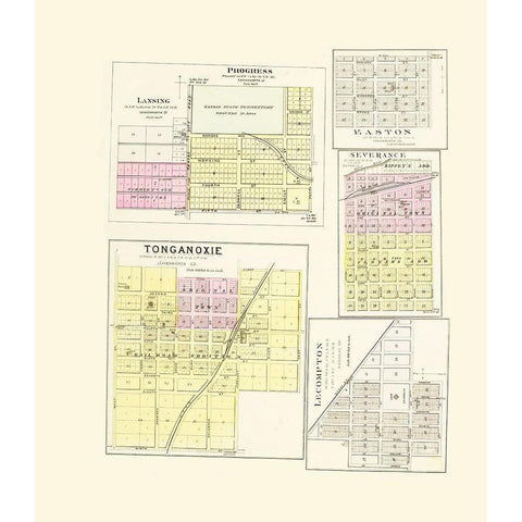 Lecompton, Lansing, Progress, Easton, Tonganoxie Gold Ornate Wood Framed Art Print with Double Matting by Everts