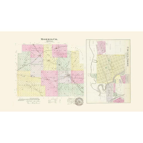 Morris Kansas - Everts 1887 Black Modern Wood Framed Art Print with Double Matting by Everts