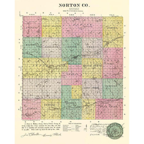 Norton Kansas - Everts 1887 Gold Ornate Wood Framed Art Print with Double Matting by Everts