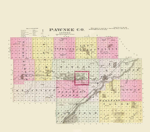 Pawnee Kansas - Everts 1887 Black Ornate Wood Framed Art Print with Double Matting by Everts