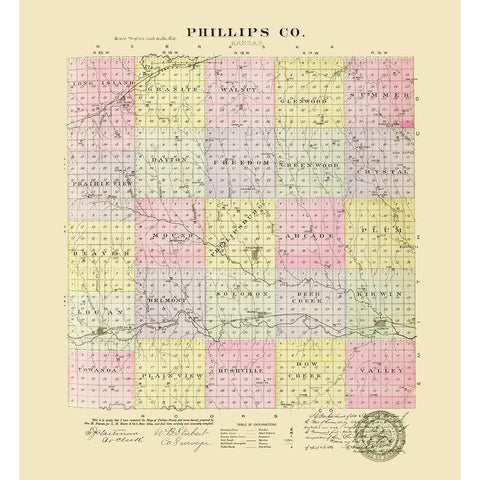 Phillips Kansas - Everts 1887 Black Modern Wood Framed Art Print with Double Matting by Everts