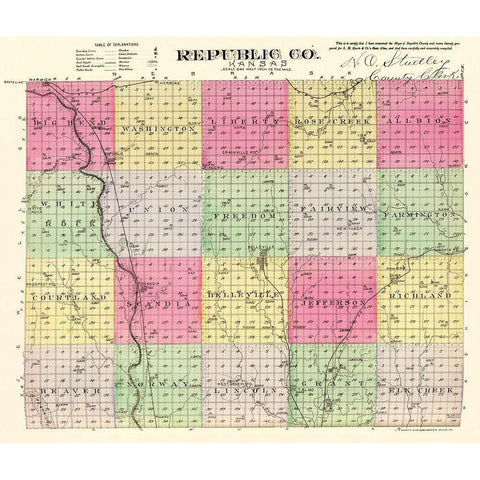 Republic Kansas - Everts 1887 White Modern Wood Framed Art Print by Everts