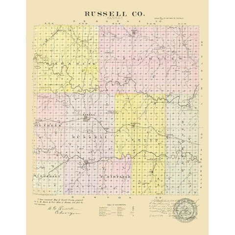 Russell Kansas - Everts 1887 White Modern Wood Framed Art Print by Everts