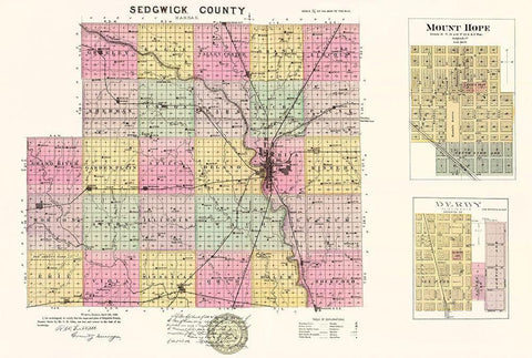 Sedgwick Kansas - Everts 1887 White Modern Wood Framed Art Print with Double Matting by Everts