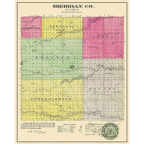 Sheridan Kansas - Everts 1886 Gold Ornate Wood Framed Art Print with Double Matting by Everts